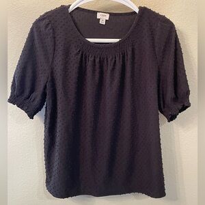 J. Crew Black Bubble Blouse Medium Shirt Career Office Minimalist Emo Whimsigoth